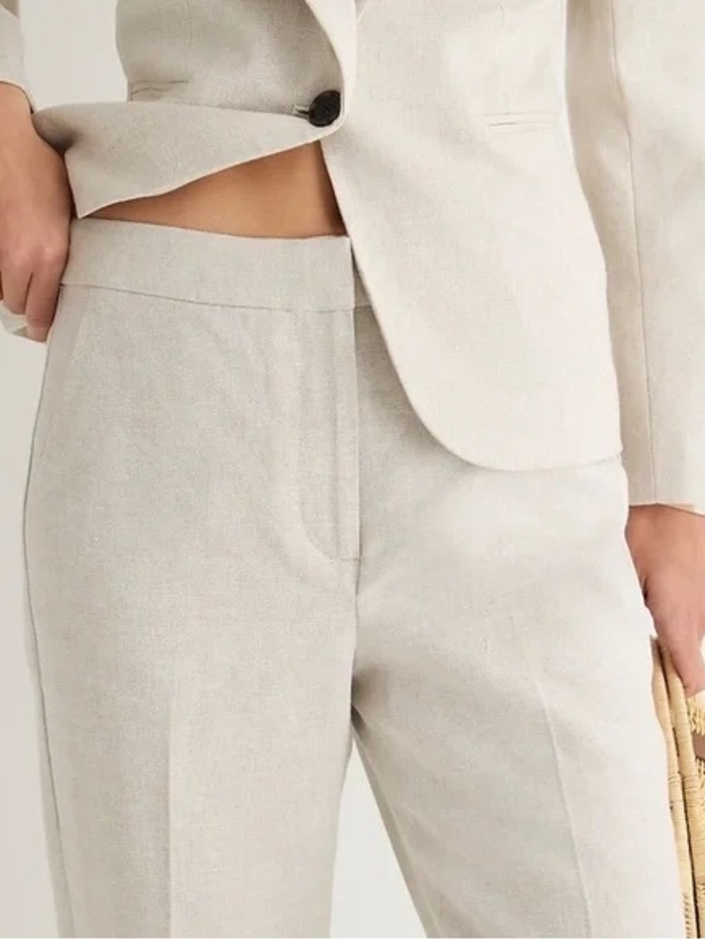 J. Crew Cream Straight-Leg Dress Trousers